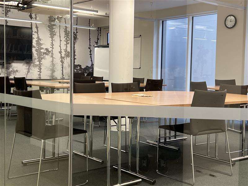 View through glass doors into CPAG meeting room