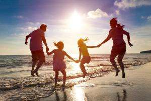 A happy family on the beach